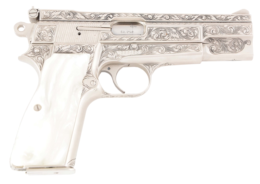 (C) BEN SHOSTLE ENGRAVED BROWNING HIGH POWER SEMI-AUTOMATIC PISTOL (1968).