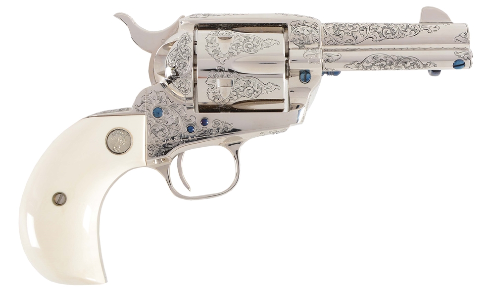 (M) BOXED COLT CUSTOM SHOP FACTORY B ENGRAVED SINGLE ACTION ARMY REVOLVER.