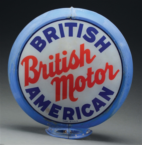 BRITISH AMERICAN BRITISH MOTOR GASOLINE COMPLETE 13.5" GLOBE ON CAPCO BODY.