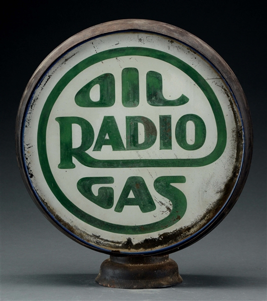 RADIO OIL & GAS COMPLETE 15" GLOBE ON ORIGINAL METAL BODY.