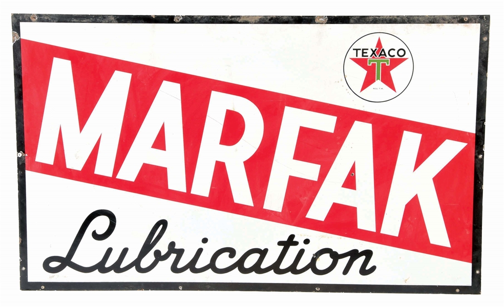 TEXACO MARFAK LUBRICATION PORCELAIN SIGN.