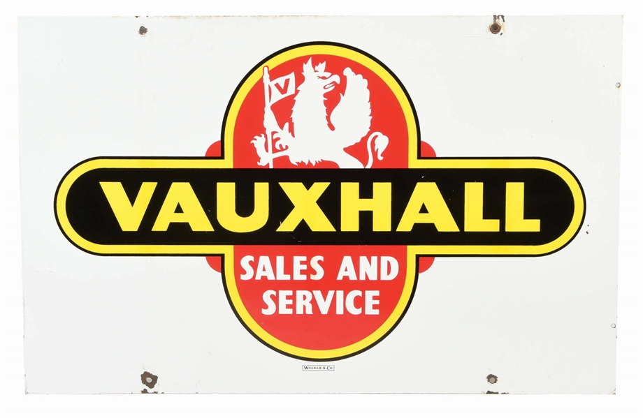 VAUXHALL MOTOR CARS SALES & SERVICE PORCELAIN SIGN.