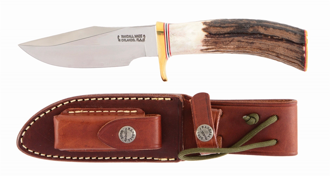 SCARCE RANDALL MODEL 23 GAMEMASTER KNIFE WITH SCABBARD.