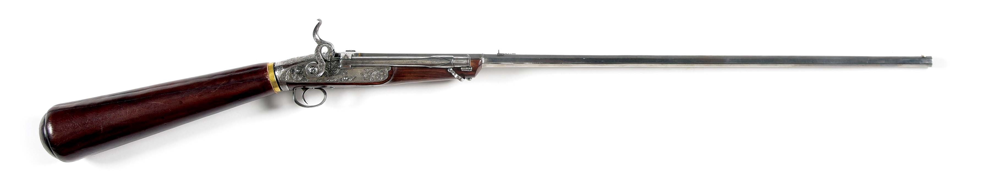A VERY RARE GIRANDONI AUSTRIAN REPEATING AIR GUN, SIGNED JOS. SCHENBOR IN WIEN, CIRCA 1800. 