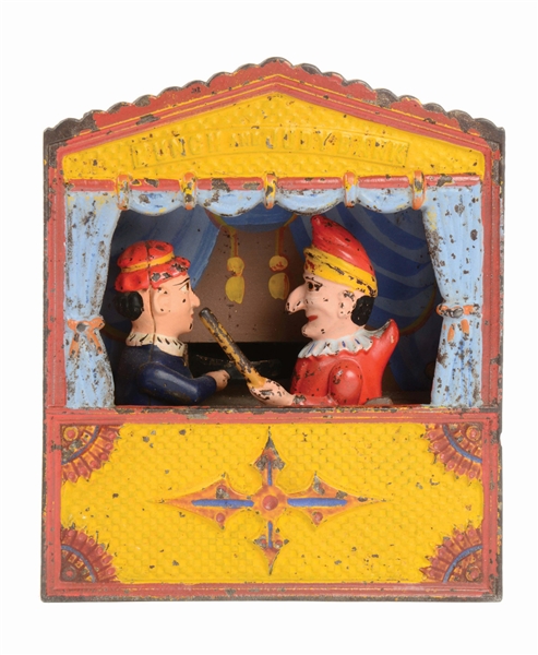 SHEPARD HARDWARE PUNCH AND JUDY CAST IRON MECHANICAL BANK.