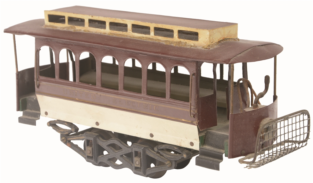 EARLY VOLTAMP TIN UNITED ELECTRIC TROLLEY CAR.