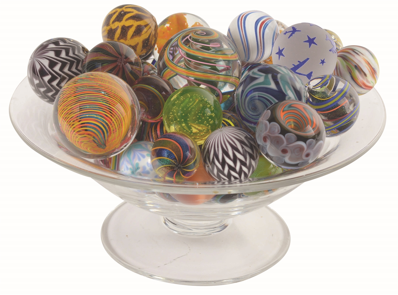 BOWL OF CONTEMPORARY MARBLES.