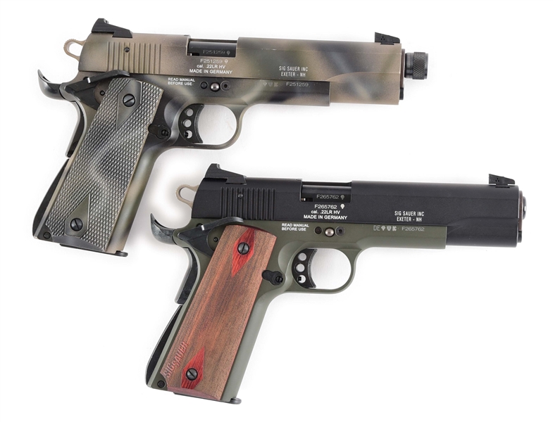 (M) LOT OF TWO: SIG SAUER 1911-22 SEMI AUTOMATIC PISTOLS.