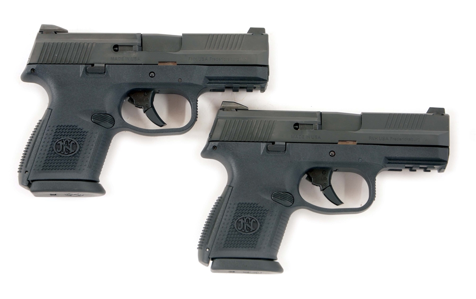 (M) LOT OF TWO: TWO FNH FNS-9 COMPACT SEMI-AUTOMATIC PISTOLS IN CASES.