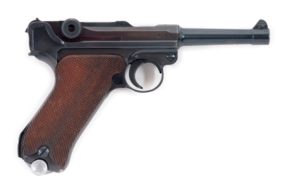 (C) MAUSER S/42 LUGER SEMI AUTOMATIC PISTOL WITH RIG.