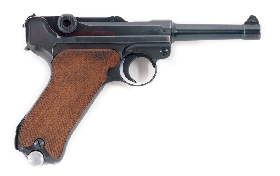 (C) MAUSER POLICE LUGER SEMI-AUTOMATIC PISTOL WITH RIG.