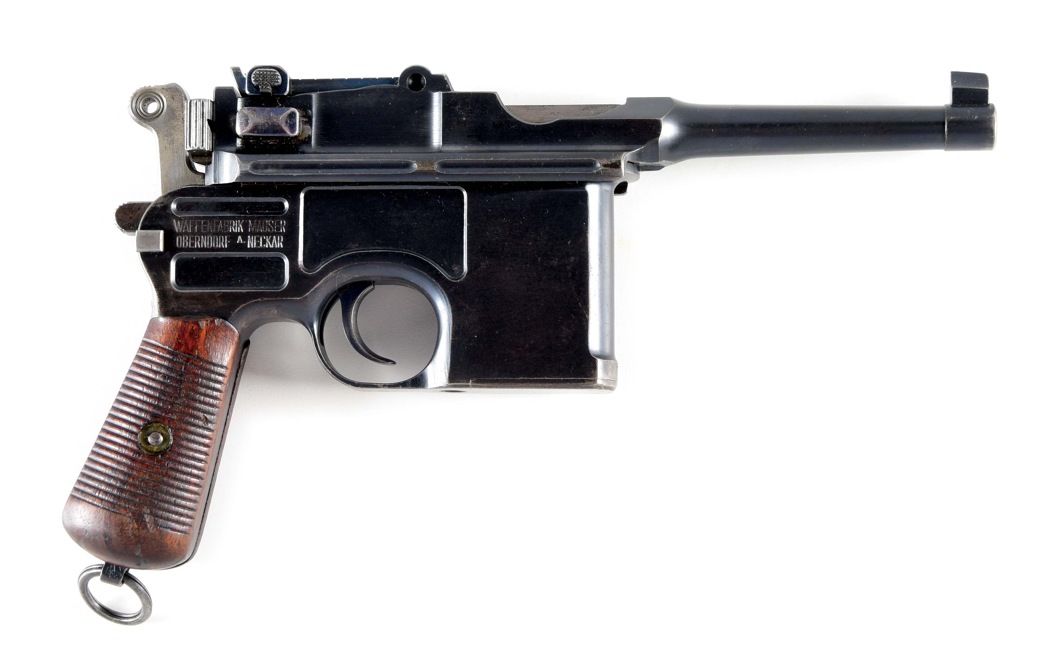C) mauser bolo C-96 broomhandle semi-automatic pistol. 