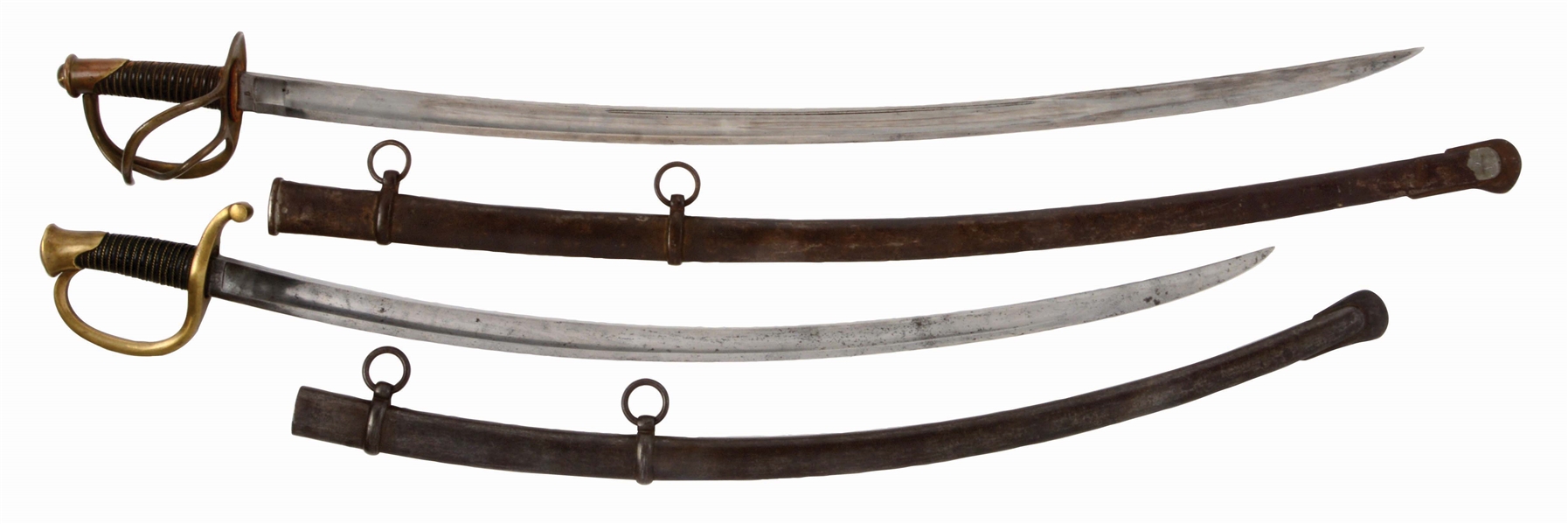 LOT OF TWO: 1840 HEAVY CAVALRY SABER AND 1840 MOUNTED ARTILLERY SABER.