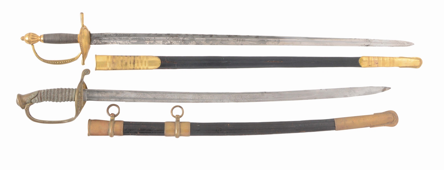 LOT OF TWO: 1832 GENERAL AND STAFF OFFICERS AND 1850 FOOT OFFICERS SWORDS.