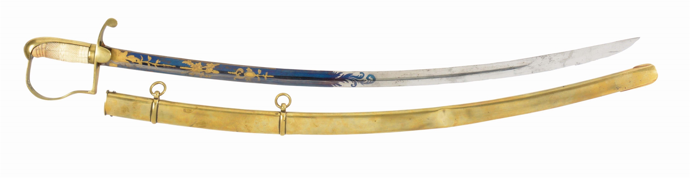 FINE MOUNTED ARTILLERY OFFICERS SABER WITH SCABBARD.