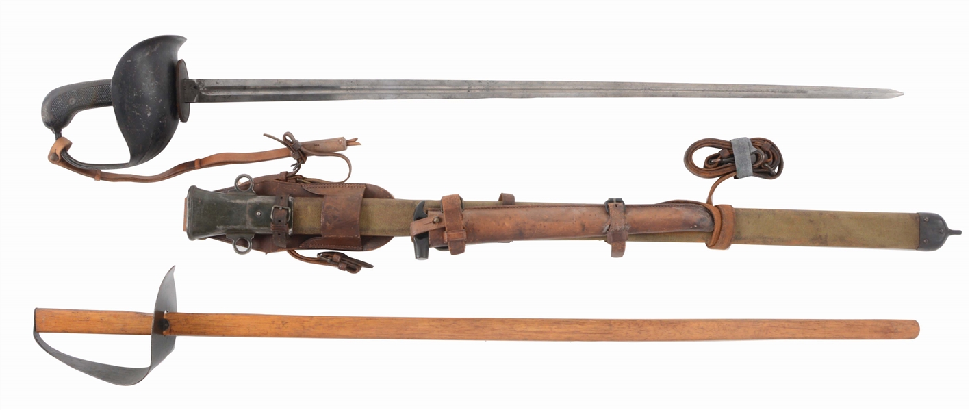 LOT OF 2: 1913 CAVALRY SWORD AND 1913 PRACTICE SABER.
