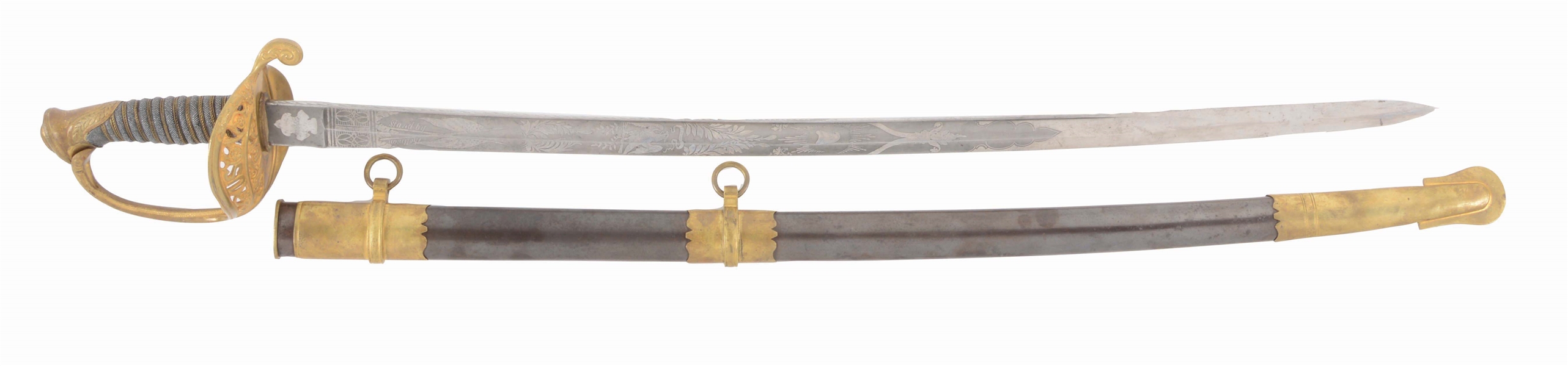 U.S. 1850 STAFF AND FIELD OFFICERS SWORD WITH SCABBARD.