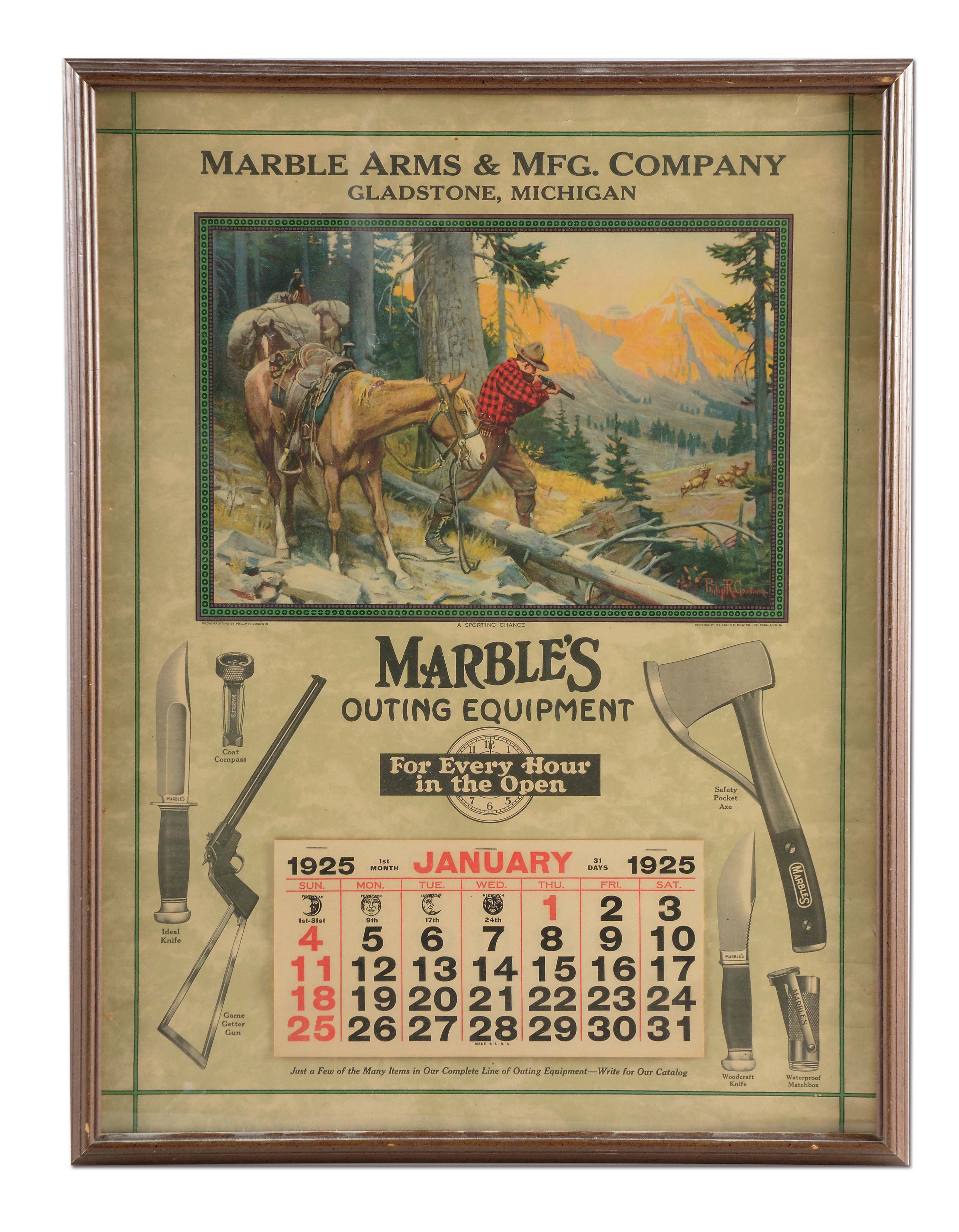 Lot Detail RARE MARBLE'S 1925 CALENDAR WITH PHILLIP GOODWIN IMAGE