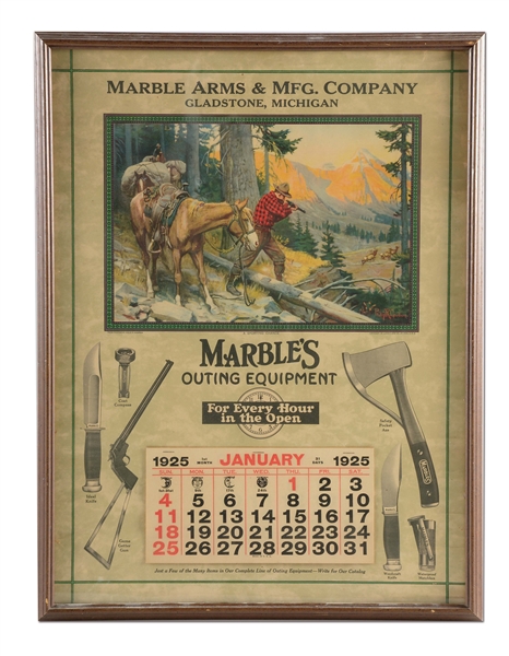 RARE MARBLES 1925 CALENDAR WITH PHILLIP GOODWIN IMAGE