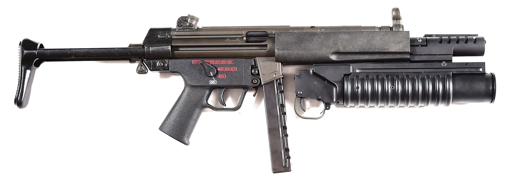 (N) ALWAYS DESIRABLE H&K MP5A3 MACHINE GUN WITH R/M EQUIPMENT M203 PI GRENADE LAUNCHER AND RM ATTACHMENT POINT (DD) (PRE-86 DEALER SAMPLE).
