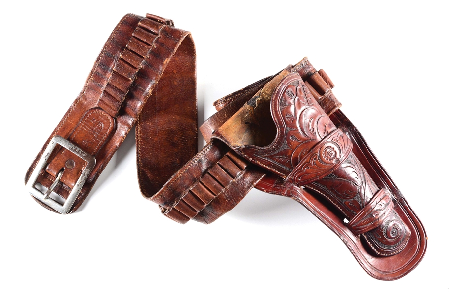 1890 S.C. GALLUP SADDLERY NO.2 PATTERN HOLSTER AND BELT.