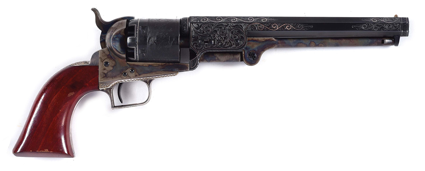 (A) ENGRAVED 2ND GENERATION COLT 1851 NAVY PERCUSSION REVOLVER.