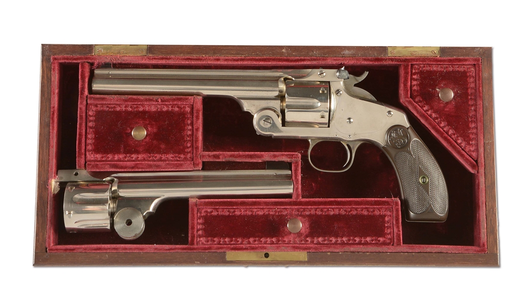 (C) CASED SMITH & WESSON NEW MODEL 3 TARGET REVOLVER TWO BARREL SET.
