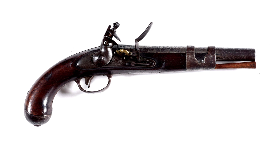 (A) A RARE AND DESIRABLE U.S. MODEL 1813 US MARTIAL SINGLE SHOT FLINTLOCK PISTOL BY SIMEON NORTH.