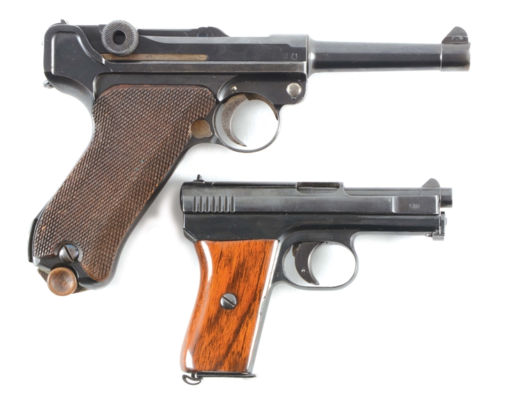 (C) LOT OF 2: MAUSER G DATE LUGER AND 1914 MAUSER SEMI AUTOMATIC PISTOLS.