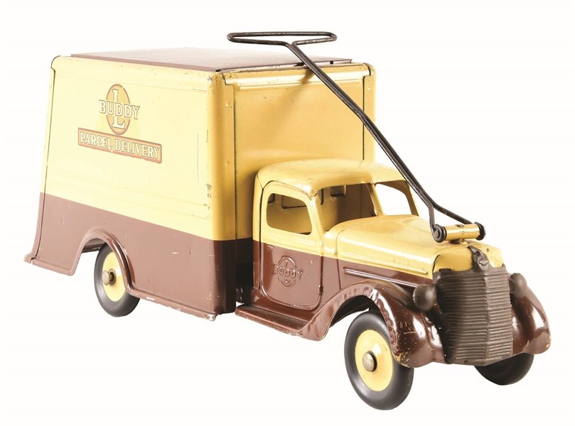 PRESSED STEEL BUDDY L PARCEL DELIVERY TRUCK.