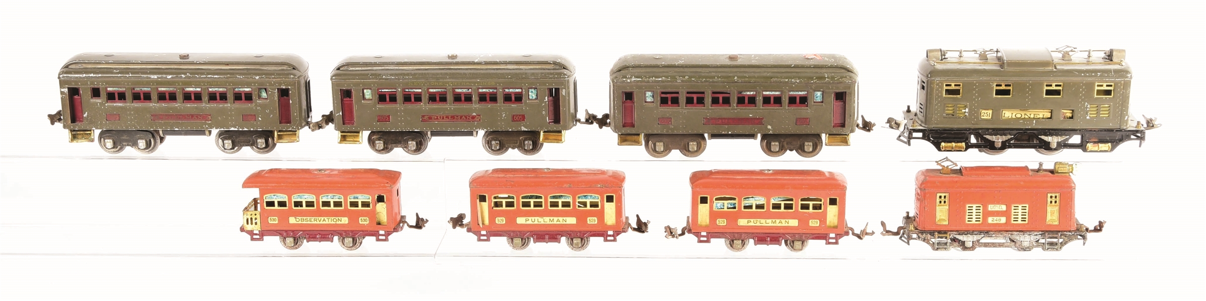 LIONEL NO. 251 SET WITH THREE CARS & A NO. 248 SET WITH THREE CARS.