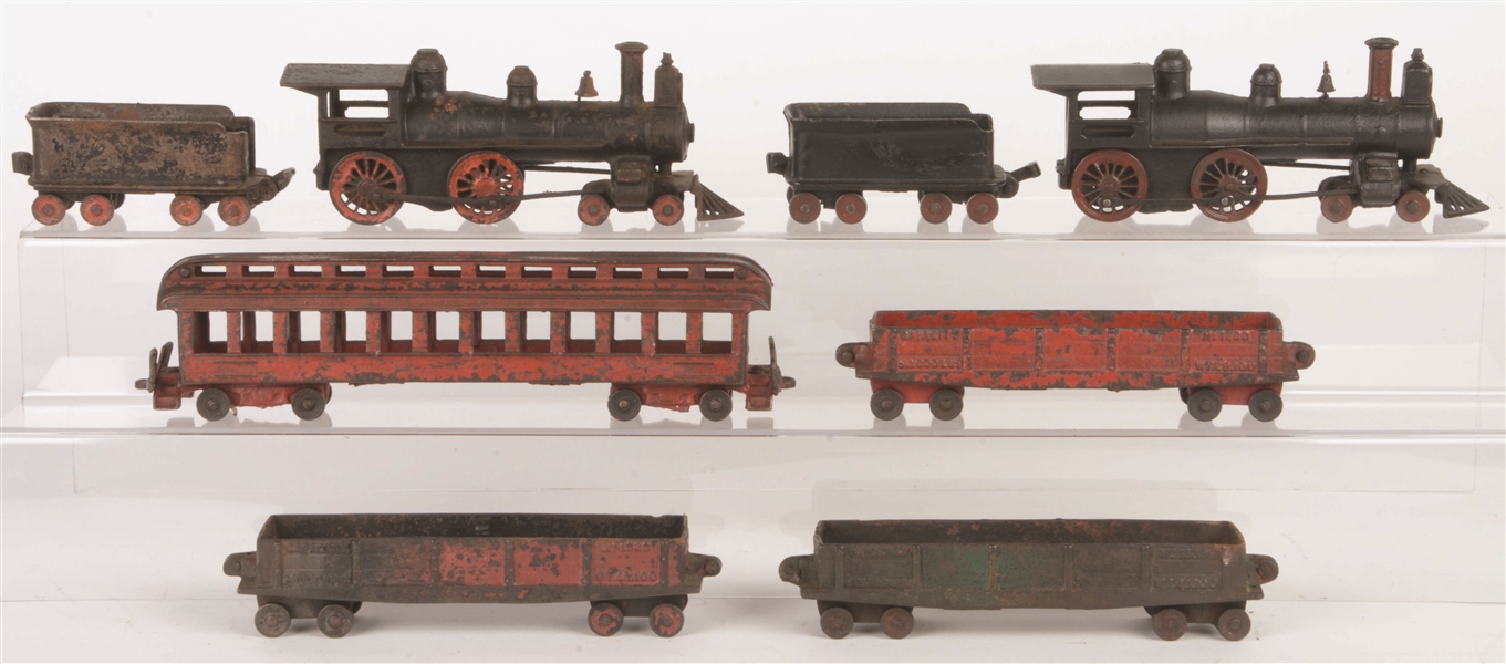 LOT OF 8: CAST-IRON TRAINS BY WILKINS.