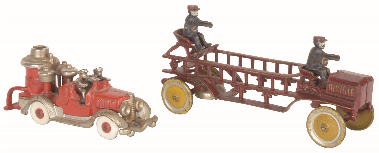 LOT OF 2: CAST-IRON AMERICAN MADE VEHICLE TOYS.