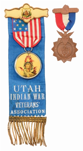 LOT OF 2: UTAH INDIAN WAR MEDAL ISSUED TO RETURN JACKSON REDDEN, MORMON PIONEER AND BODYGUARD TO JOSEPH SMITH.
