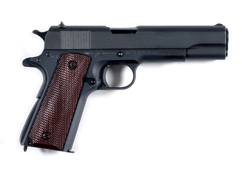 (C) EARLY DU-LITE ITHACA M ODEL 1911 A1 US ARMY SEMI AUTOMATIC PISTOL. (1943)