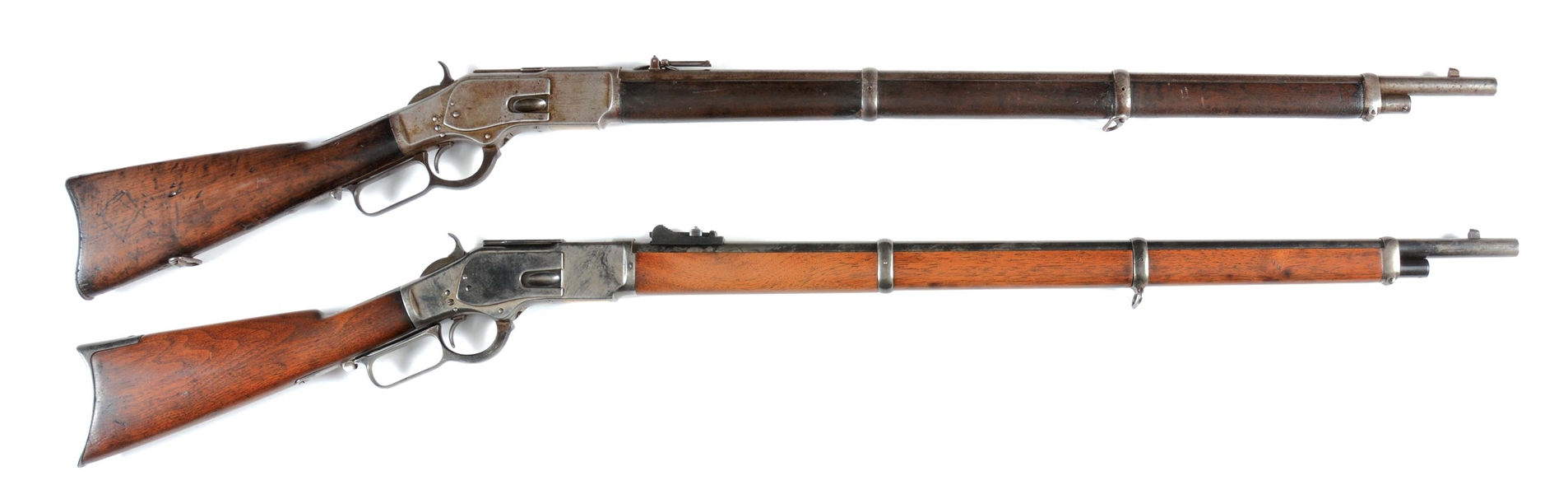 (A) LOT OF TWO: WINCHESTER 1873 LEVER ACTION MUSKETS.