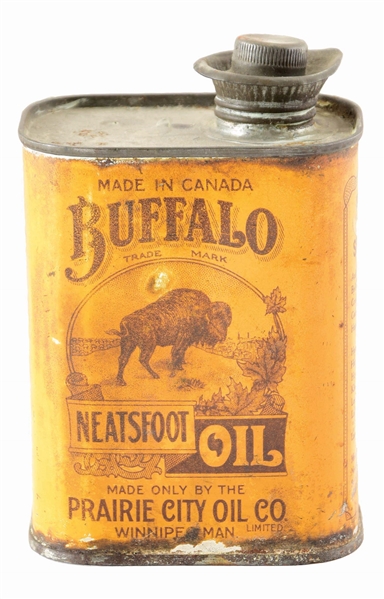 RARE BUFFALO BRAND NEATSFOOT OIL PINK CAN.