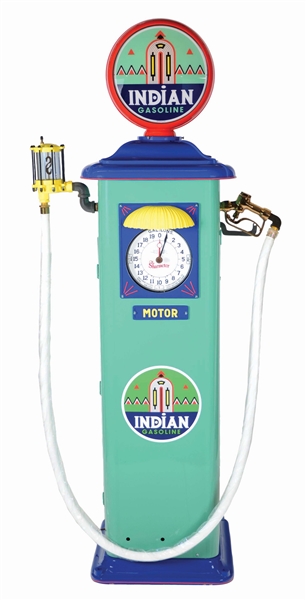 OUTSTANDING SHARMETER MODEL ME 513 GAS PUMP RESTORED IN INDIAN GASOLINE. 