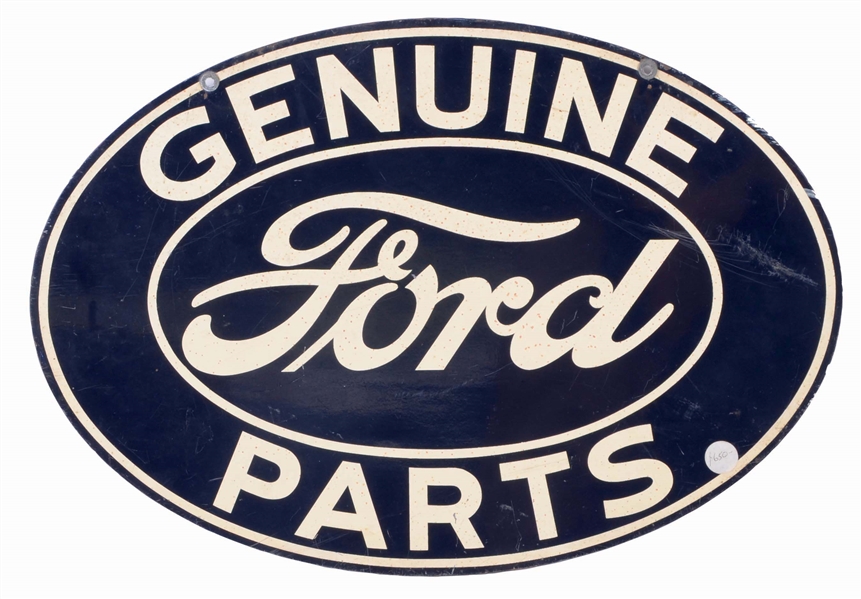 FORD GENUINE PARTS DOUBLE SIDED TIN OVAL SIGN.