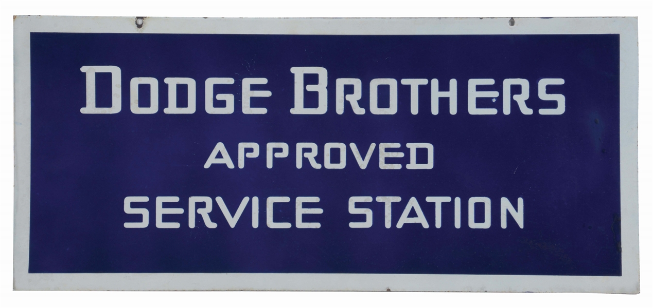 DODGE BROTHERS APPROVED SERVICE STATION PORCELAIN SIGN.