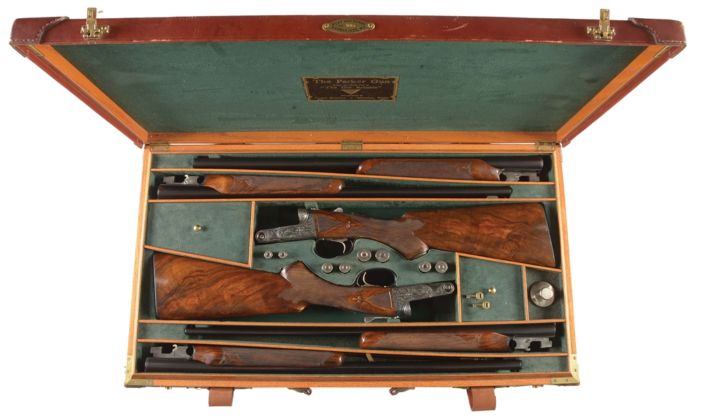 (C) WORLD FAMOUS J.C. GREEN 2 GUN SET OF PARKER "BHE" GRADE SHOTGUNS. THE MOST COMPLEX SET OF GUNS PARKER WAS EVER COMMISSIONED TO PRODUCE!