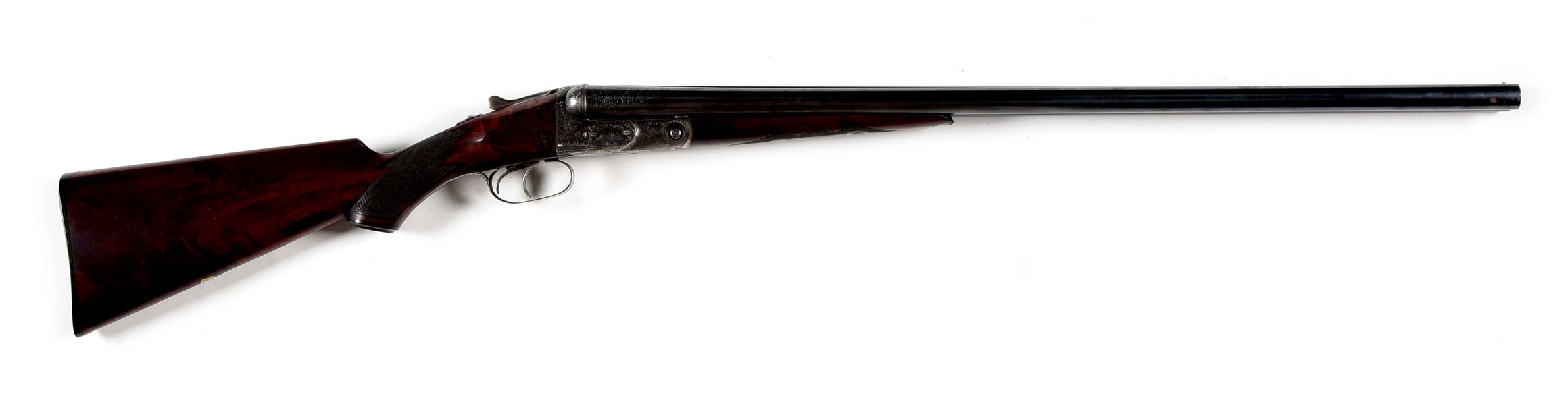 (C) STRANGE PARKER "GHE" SHOTGUN WITH WHAT APPEARS TO BE ORIGINAL EXTRA ENGRAVING OF FLOWERS, LEAVES, AND TENDRILS.