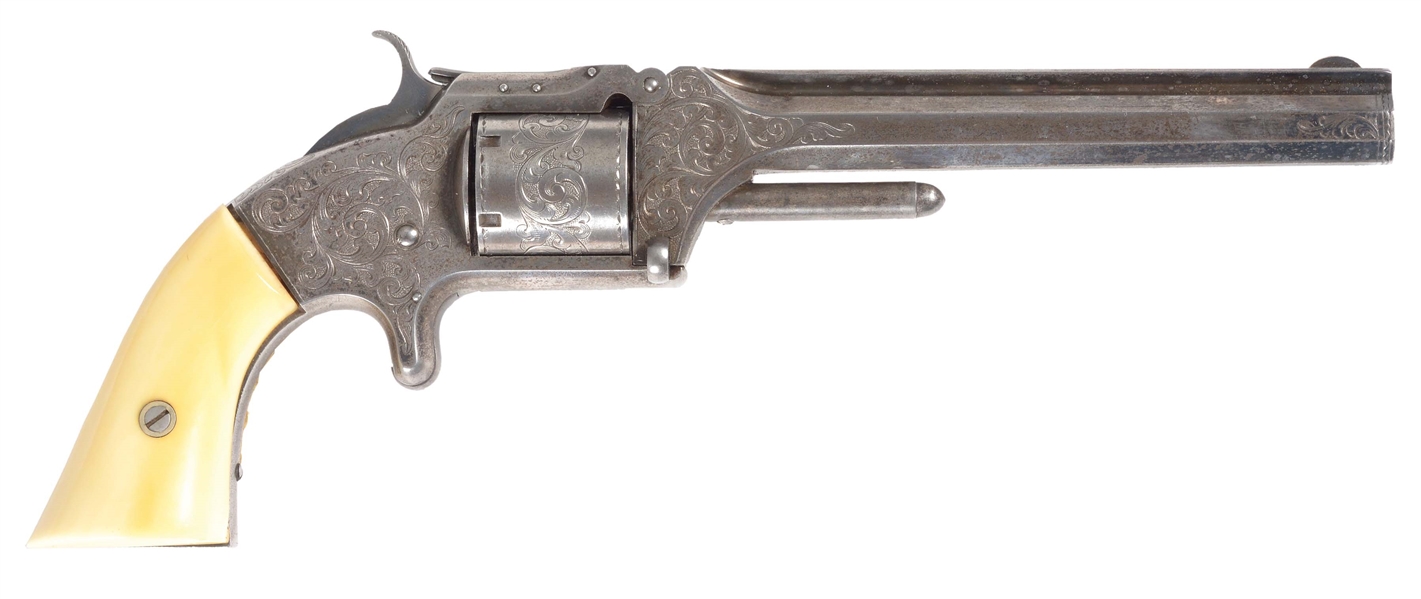 (A) CASED, L.D. NIMSCHKE ENGRAVED, PRESENTATION SMITH AND WESSON NO 2 ARMY CARTRIDGE REVOLVER.
