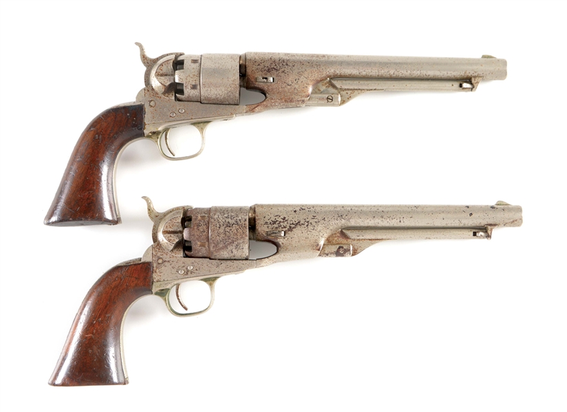 (A) SCARCE PAIR OF MATCHING NICKEL PLATED COLT 1860 ARMY PERCUSSION REVOLVERS.(1862)