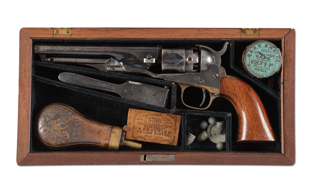 (A) EXCEPTIONAL CASED COLT 1862 POCKET POLICE PERCUSSION REVOLVER.