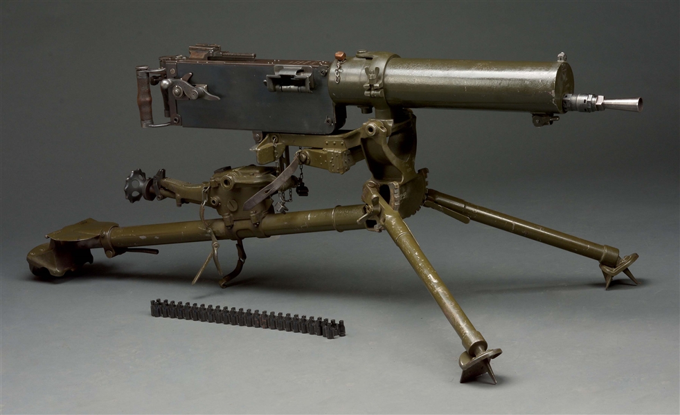 (N) ATTRACTIVE ERB REGISTERED WORLD WAR I GERMAN DWM MG-08 MAXIM MACHINE GUN ON SWISS TRIPOD (FULLY TRANSFERABLE)
