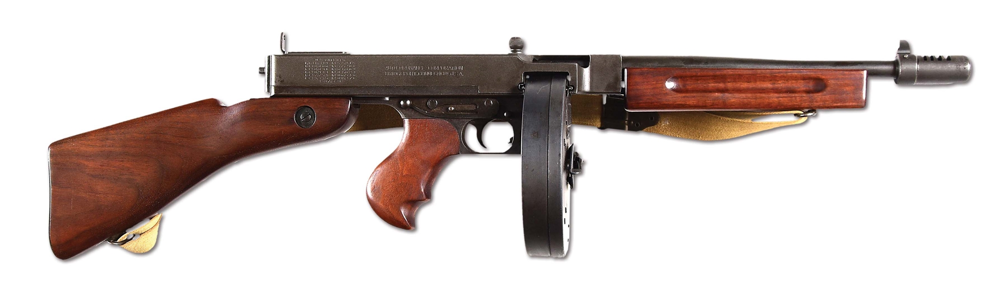 (N) EXTREMELY FINE WORLD WAR II ERA AUTO ORDNANCE 1928A1 THOMPSON MACHINE GUN (CURIO AND RELIC).