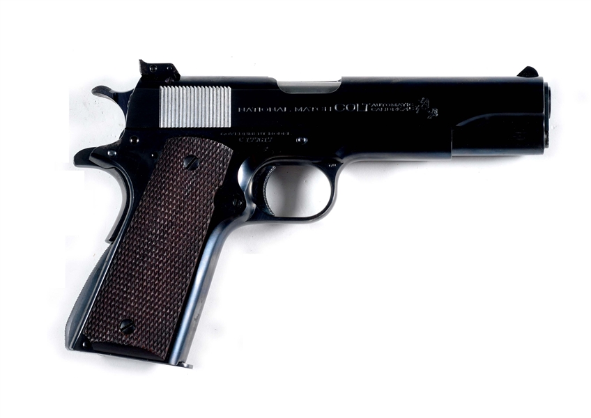 (C) PRE-WAR COLT MODEL 1911-A1 NATIONAL MATCH SEMI-AUTOMATIC PISTOL WITH ADJUSTABLE REAR SIGHT