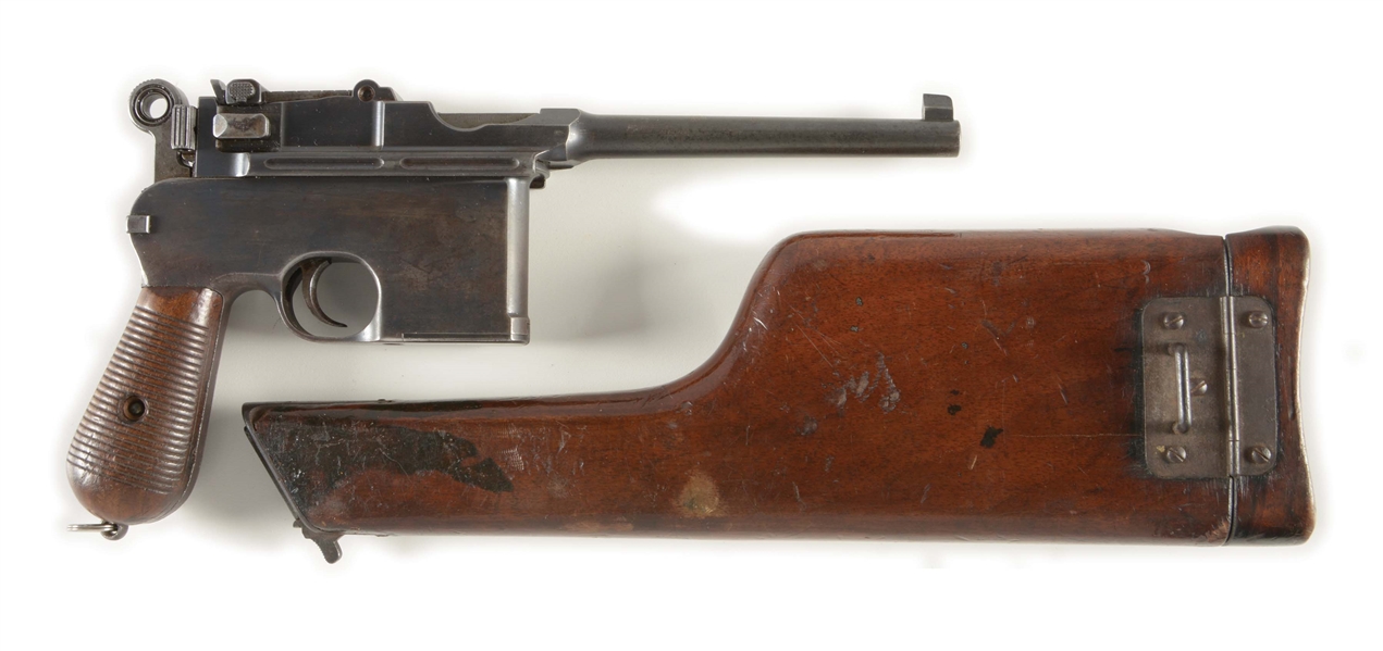 (C) EARLY LARGE RING FLATSIDE MAUSER C96 SEMI-AUTOMATIC PISTOL WITH STOCK.