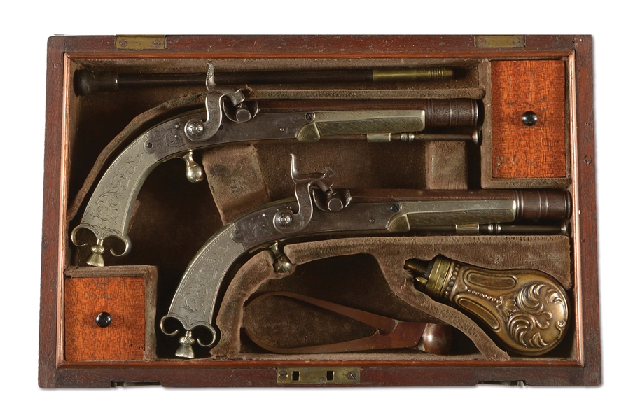 (A) A UNIQUE PAIR OF SCOTTISH PERCUSSION DRESS PISTOLS BY HENRY ALLPORT OF CORK, IRELAND, CIRCA 1850.